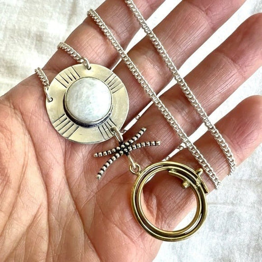 925 Rainbow Moonstone Reiki Necklace Pendant