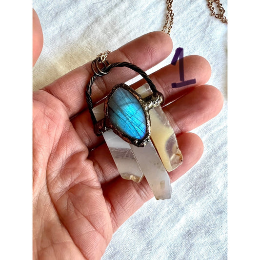 925 OMG OMG Gorgeous Flash Labradorite Agate Pan Flute Necklace Pendant