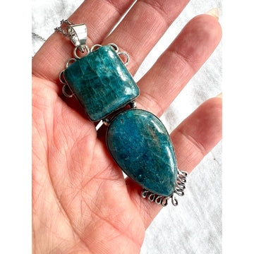 925 Spiritual Attunement Double Apatite Pendant Necklace