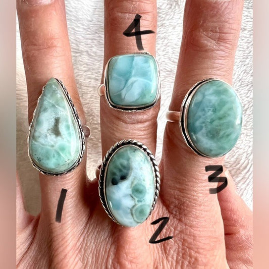 925 You Choose! Caribbean Larimar Ring 7, 7.25