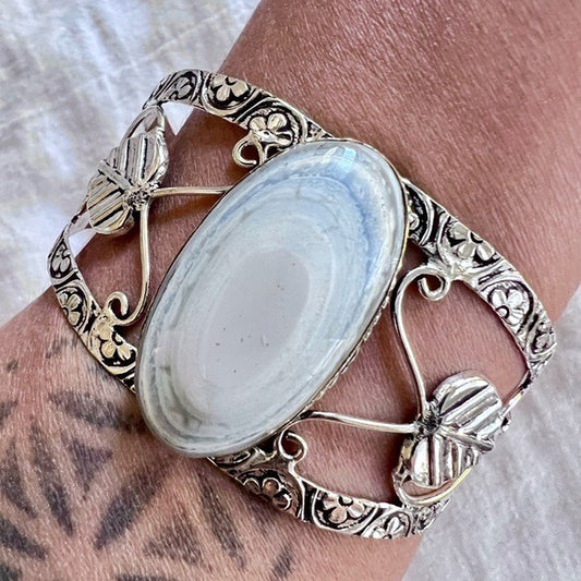 925 Owyhee Opal Eye Bracelet Cuff