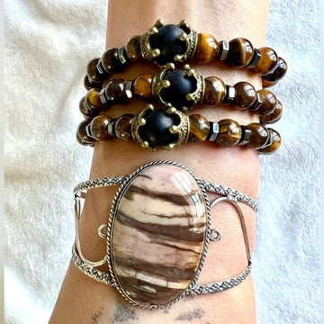 925 Grounding Coconut Jasper Cuff Bracelet