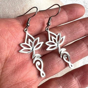 Transformation Lotus Unalome Silver Earrings