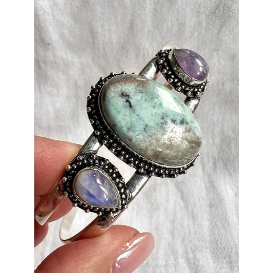 925 Serene Caribbean Larimar Cuff Bracelet