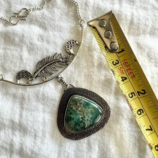 925 Truth Stone Feather Chrysocolla Necklace