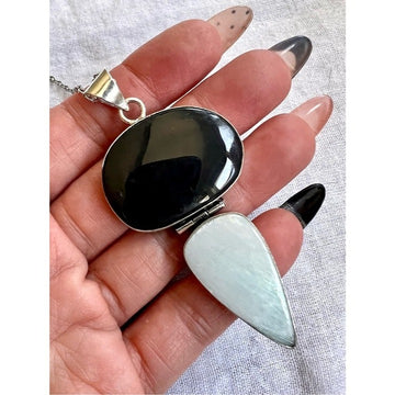 925 Hememorphite + Onyx Protection Pendant Necklace