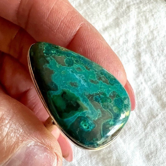 925 Stunning Truth Stone Chrysocolla Ring 10