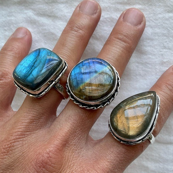 925 You Choose! Stunning Flash Labradorite Ring Sz 8