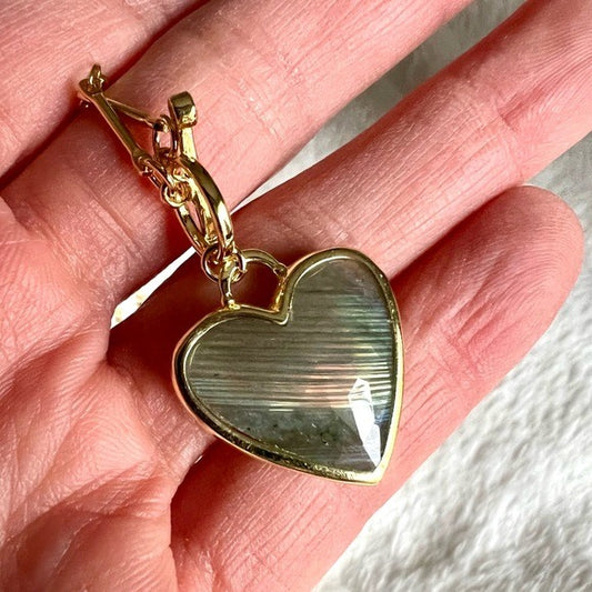 Choose from 10! 14k Subtle Flash Labradorite ❤️ Heart Toggle Necklace Pendant