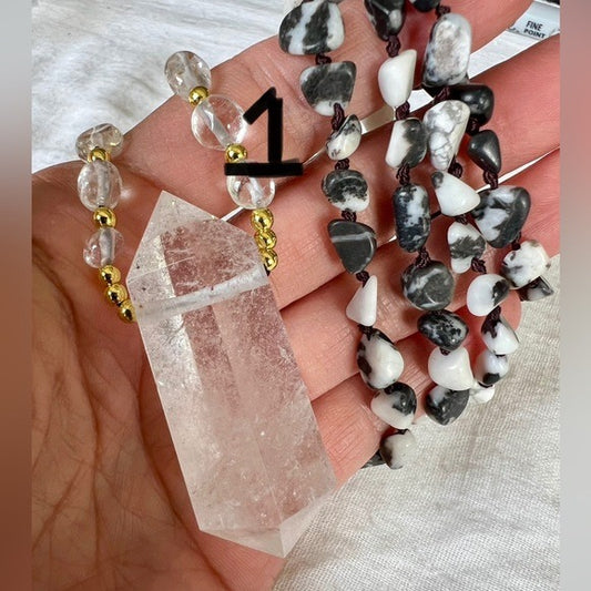 White Buffalo Turquoise + DT Quartz Mala Necklace Pendant