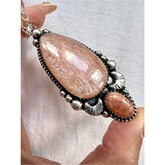 925 OMG OOAK! Luna Large SUNSTONE Moon Pendant Necklace
