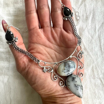 925 Ornamental Stunning Design Dendritic Agate Necklace Pendant