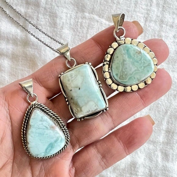 925 You Choose! Caribbean Larimar Pendant Necklace