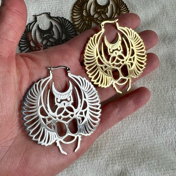 Stainless Steel Scarab Beetle Earrings