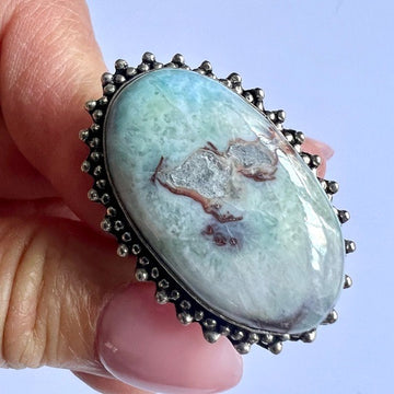 925 Gorgeous Caribbean Larimar Ring 10.5