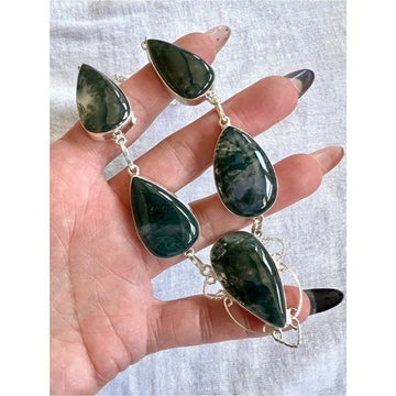 925 EARTH NECKLACE Moss Agate 5 Stone Necklace