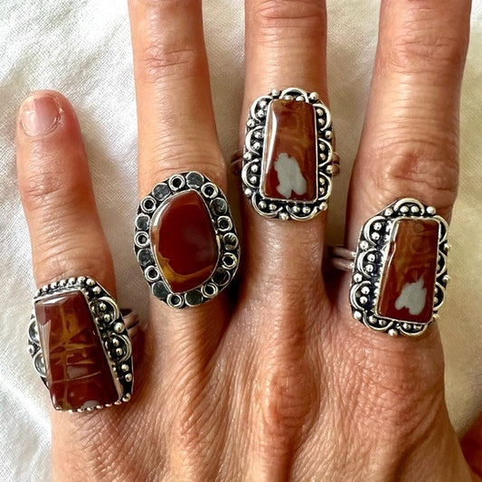 925 You Choose! Australian Mookaite Jasper Ring! 6.5, 7.5, 9, 10