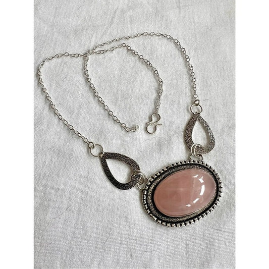 925 Rose Quartz Love Bomb Pendant Necklace