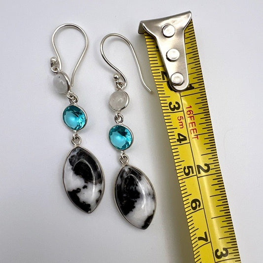 925 Buffalo Turquoise Jasper + Swiss Topaz Earrings