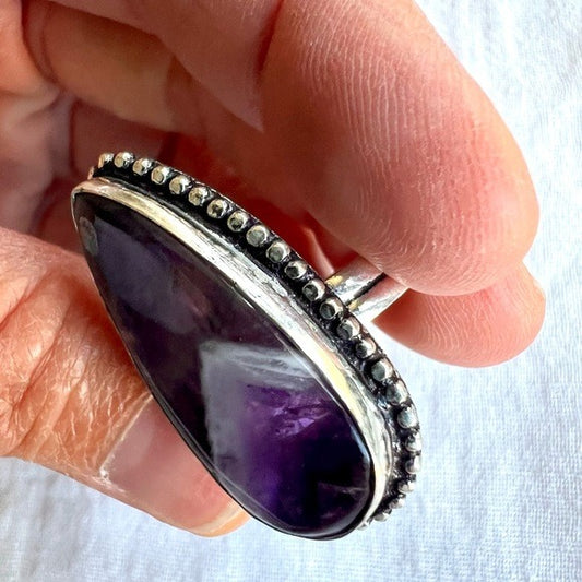 925 Crown Chakra Dream Amethyst Ring 6.5