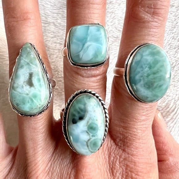 925 You Choose! Caribbean Larimar Ring 7, 7.25