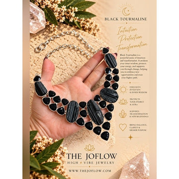925 NATURES SHIELD. Protective Black Tourmaline Goddess Collar Bib Necklace