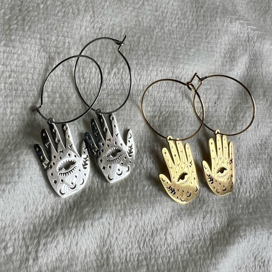 Palmistry 3rd Eye Gypsy Hoop Earrings