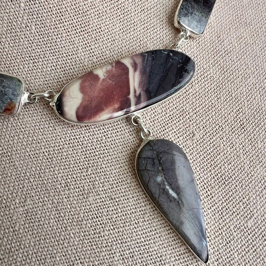 925 Rhodonite Unpolished Necklace Pendant