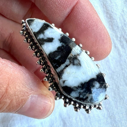 925 Good Energy Wild Buffalo Turquoise Talon Ring 10.5