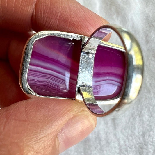 925 Nurturing Pink Banded Agate Ring 6.25