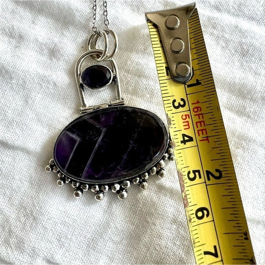 925 Gorgeous Design! Fine Chevron Dream Amethyst Pendant Necklace
