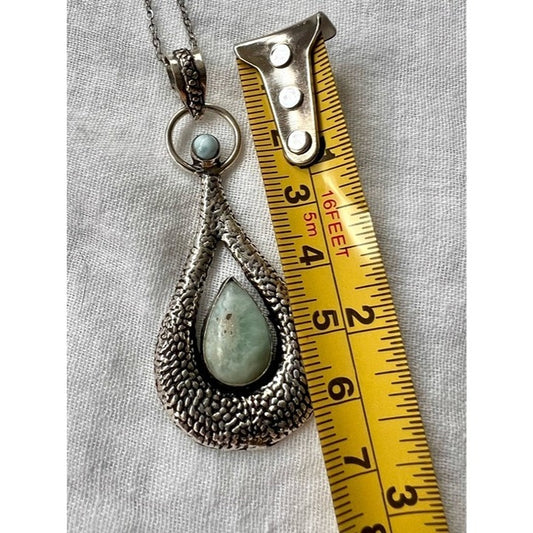 925 Caribbean Larimar Elegant Pendant  Necklace