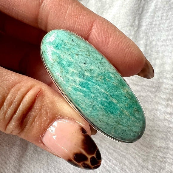 925 Long Elegant Peacekeeper Amazonite Ring 10