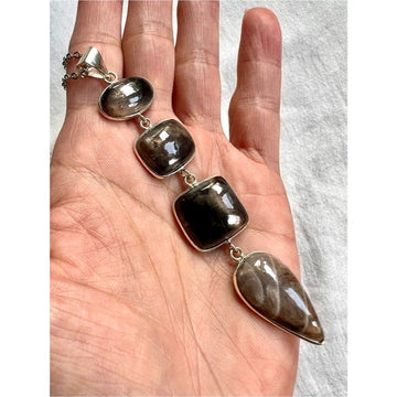 925 Terra Luna Chocolate Moonstone Cleavage Pendant Necklace