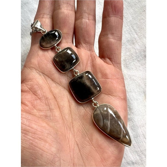 925 Terra Luna Chocolate Moonstone Cleavage Pendant Necklace