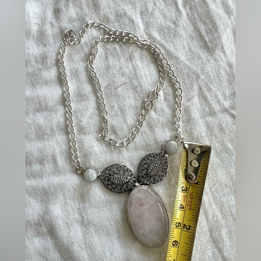 925 Feminine Rose Quartz + Moonstone Necklace Pendant