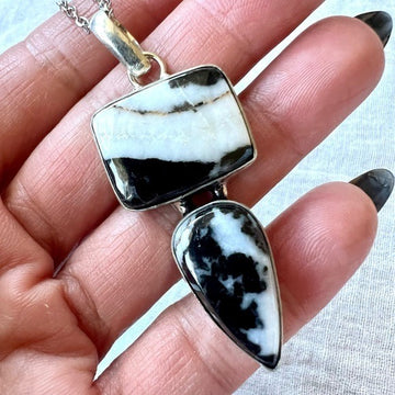 925 Peace Moon White Buffalo Turquoise Pendant Necklace