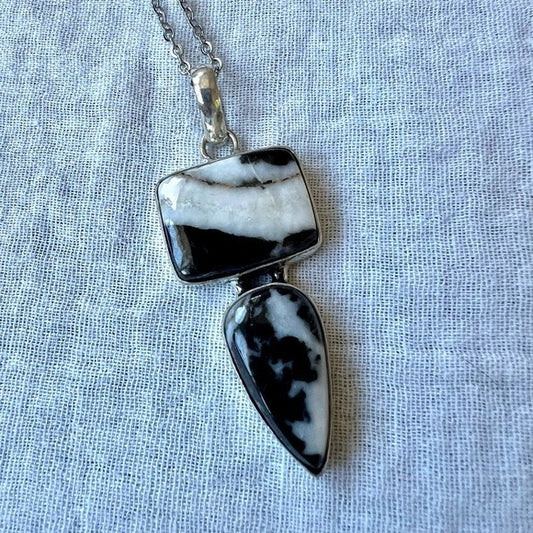 925 Peace Moon White Buffalo Turquoise Pendant Necklace