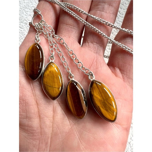 925 Solar Chakra Tigers Eye Charm Necklace