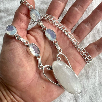 925 Crystal Charging Selenite + Opalite Necklace