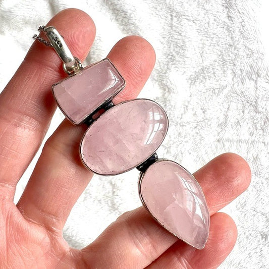 925 SELF LOVE Rose Quartz Pendant Necklace