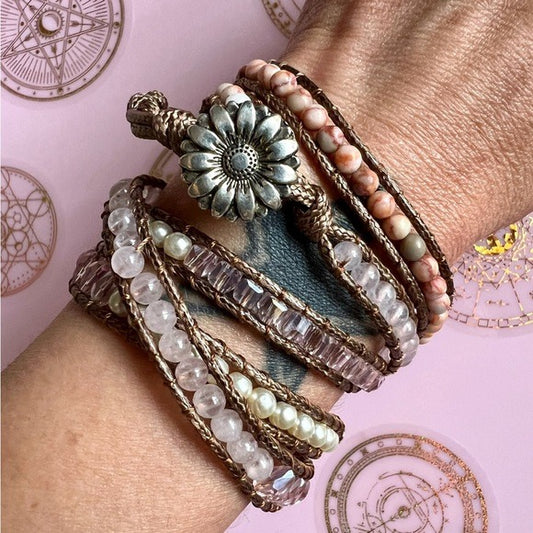 SELF LOVE Rose Quartz Boho Wrap Bracelet