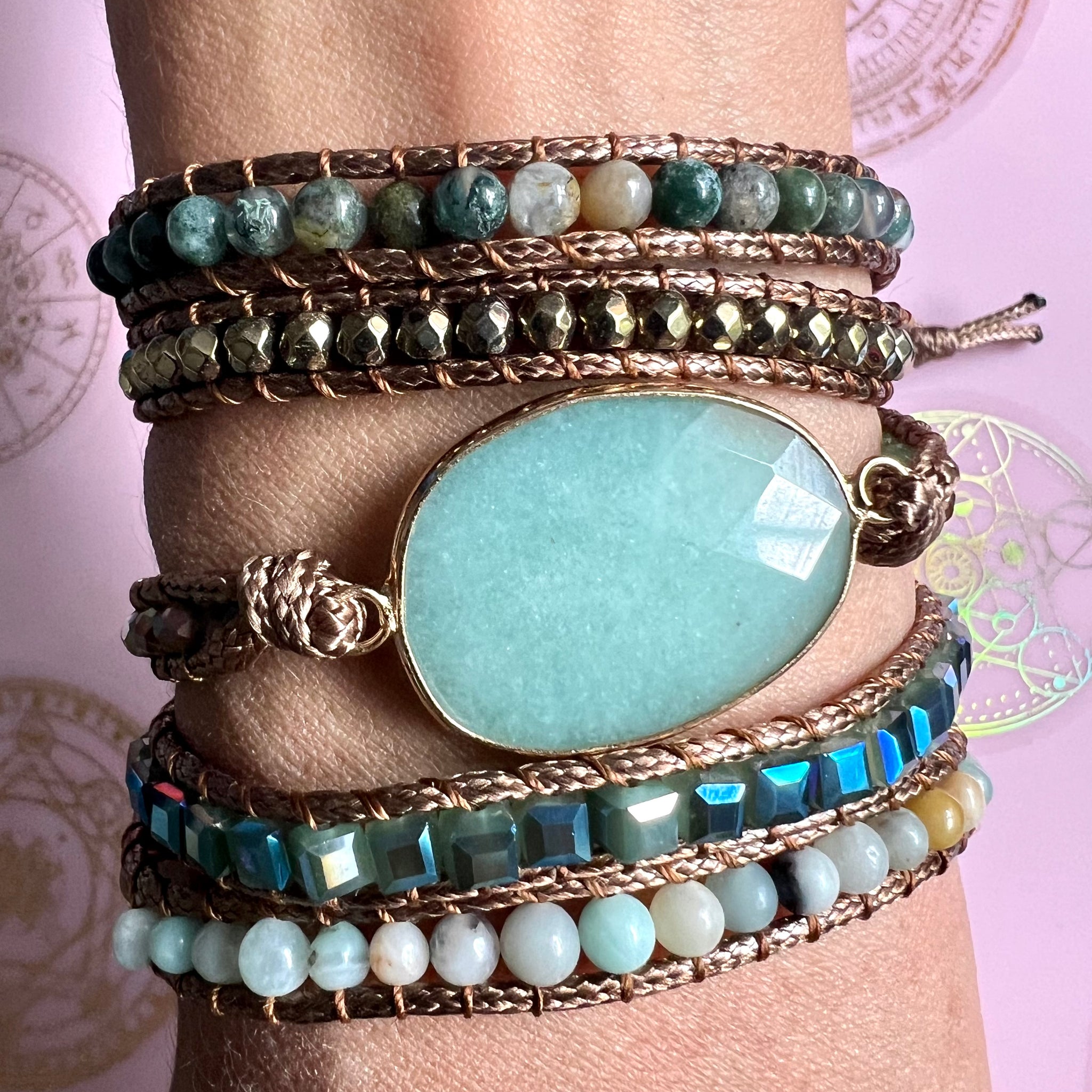 Peace Stone AMAZONITE Wrap Bracelet Adjustable