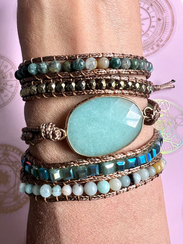 Peace Stone AMAZONITE Wrap Bracelet Adjustable