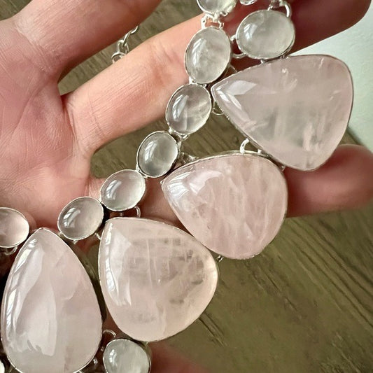 925 Love Bomb ROSE QUARTZ Goddess Necklace