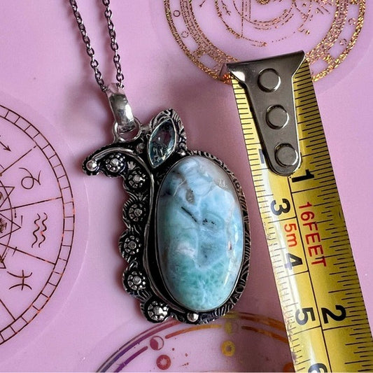 925 Calming Caribbean Larimar Pendant Necklace