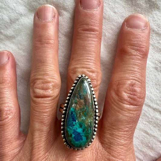 925 GORGEOUS! Chrysocolla Power Ring 10.25