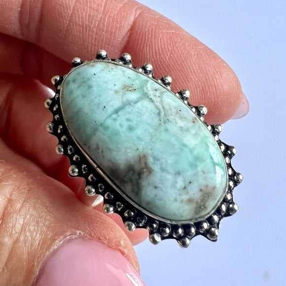 925 Gorgeous Calming Caribbean Larimar Ring 11