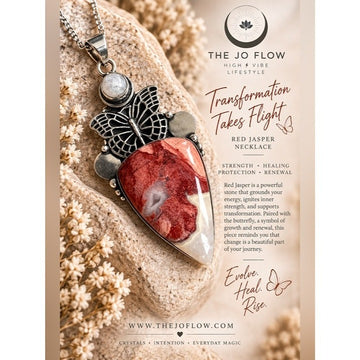 925 EVOLVE HEAL RISE Red Jasper Butterfly Pendant Necklace