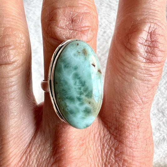 925 You Choose! Calming Caribbean Larimar Ring 6, 6.5